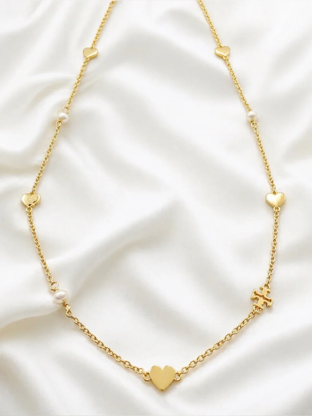 Tory Burch Kira Cultured Pearl & Heart necklace.